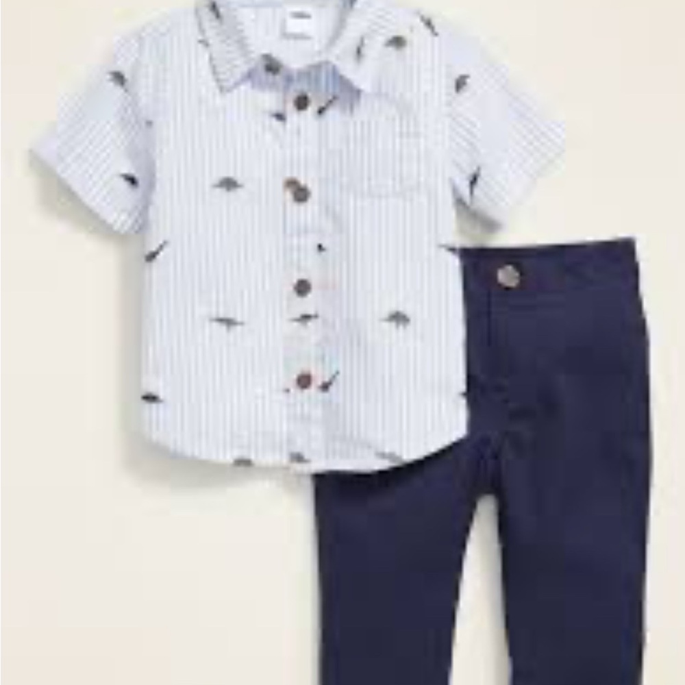 Rebels Blue and White Striped Button-Down dino shirt 🦕